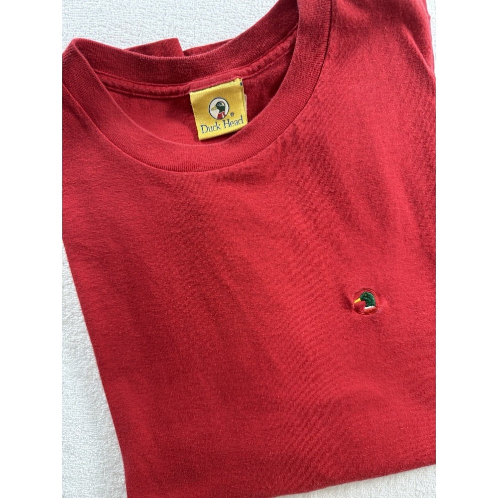 Vintage 90s Duck Head Shirt Size L Red Embroidered Logo Hunting